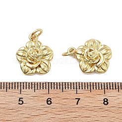 真鍮チャーム  カドミウムフリー＆鉛フリー  花のチャーム  丸カン付き  18KGP本金メッキ  16x13.5x4mm  穴：3mm&nbsp;KK-Q006-04G