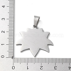 変色しない201ステンレススチールペンダント  レーザー切断  蓮のチャーム  ステンレス鋼色  25x26x1.5mm  穴：7mm&nbsp;STAS-D041-16P