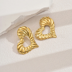 Asymmetrical Hollow Texture Heart 201 Stainless Steel Stud Earrings&nbsp;OS0464