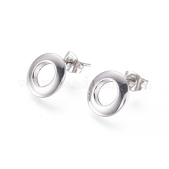 304ステンレススチールスタッドピアス  低刺激性のイヤリング  耳ナッツ  リング  ミックスカラー  10.5x2.5mm  ピン：0.6mm  6のペア/カード&nbsp;EJEW-I235-07A