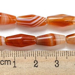 天然の赤い縞瑪瑙/縞瑪瑙のビーズ連売り  染め  双円錐形  14~15x6mm  穴：1mm  約25~26個/連  14.57~15.16''（37~38.5センチメートル）&nbsp;G-A223-A05-01