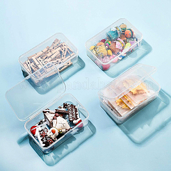 プラスチックビーズ収納ケース  長方形  透明  11.8x7.2x3.5cm  8個/セット&nbsp;CON-BC0006-25