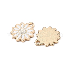 合金エナメルチャーム  花のチャーム  ラックめっき  ゴールドカラー  ホワイト  15x13x1.4mm  穴：1.6mm&nbsp;ENAM-G235-04G-01