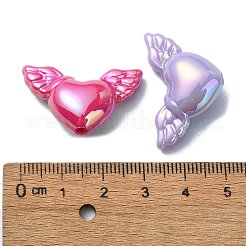 不透明なアクリルビーズ  ABカラー  翼とハート  ミックスカラー  18x29.5x10mm  穴：2.7mm&nbsp;X-OACR-E033-08