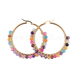 Beaded Hoop Earrings&nbsp;X-EJEW-JE03830-06