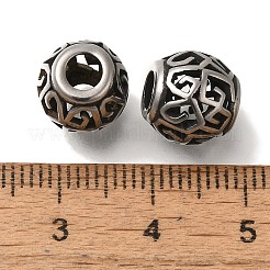 304ステンレススチールヨーロピアンビーズ  大穴ビーズ  ロンデル  アンティークシルバー  10x9.5mm  穴：4mm&nbsp;STAS-D191-05L-AS