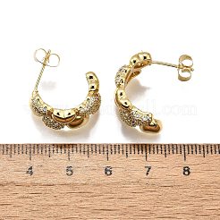 Brass Micro Pave Clear Cubic Zirconia Stud Earrings for Women&nbsp;EJEW-U056-02A-G