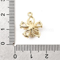 真鍮マイクロパヴェクリアキュービックジルコニアペンダント  14KGP本金メッキ  花のチャーム  18.5x14.5x7mm  穴：1.3mm&nbsp;LS-KK-B179-10G-01