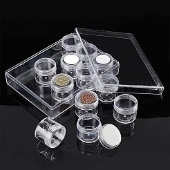 プラスチックビーズ収納ケース  ビーズ収納オーガナイザーボックス  カラムジャー12個付き。  クラフト用  アート  ビーズ  長方形  透明  3.8x3.4cm  内径：3.25のCM  12個/セット&nbsp;CON-WH0085-48B