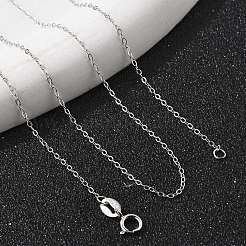 Anti-Tarnish Rhodium Plated 925 Sterling Silver Cable Chains Necklace for Women&nbsp;STER-I021-05P