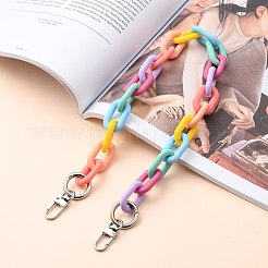バッグハンドル  不透明なスプレー塗装のアクリルリンキングリング付き  プラチナ合金スプリングゲートリングと亜鉛合金スイベルクラスプ  バッグストラップ用交換アクセサリー用  カラフル  19.8インチ（50.5cm）&nbsp;AJEW-BA00025-06