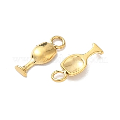 304ステンレススチールチャーム  高めのカップ  18KGP本金メッキ  15x5.5x2.5mm  穴：2.5mm&nbsp;KK-D503-08G