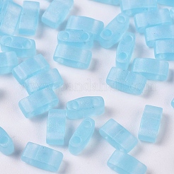 MIYUKIハーフティラビーズ  日本製シードビーズ  2の穴  （htl148fr）マット透明アクアアブ  5x2.3x1.9mm  穴：0.8mm  約250PCS /ボトル  10 G /ボトル&nbsp;SEED-JP0008-HTL148FR