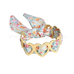 女性用花柄生地の鉄製カフバングル  ゴールドカラー  ハート  内径：2.36インチ（6cm）&nbsp;FS-WG41D7B-02