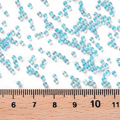 11/0 FGBグレードA透明ガラスシードビーズ  内側の色  ABカラーメッキ  空色  2.3x1.5mm  穴：1mm  約5380/50g&nbsp;X-SEED-N001-E-314