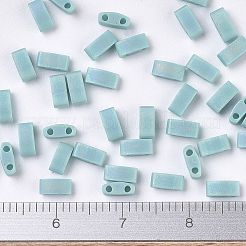 MIYUKIハーフティラビーズ  日本製シードビーズ  2の穴  （htl412fr）マットな不透明なターコイズグリーンab  5x2.3x1.9mm  穴：0.8mm  約12500個/500g&nbsp;SEED-MY05-HTL412FR