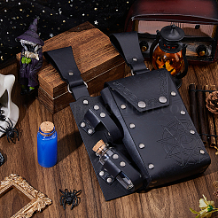 Rectangle PU Leather Medieval Waist Belt Bag with 2Pcs Glass Potion Bottles&nbsp;AJEW-WH0752-297A