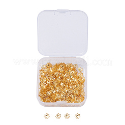 マルチペタル鉄ビーズキャップ  花  ゴールドカラー  6x1mm  穴：1mm  500個/箱&nbsp;IFIN-YW0001-12G