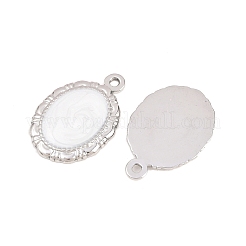 304ステンレススチールエナメルペンダント  楕円形のチャーム  ステンレス鋼色  ホワイト  26.5x18x2mm  穴：1.6mm&nbsp;STAS-K293-20P-01