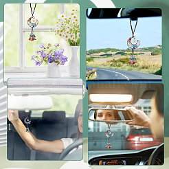 2Pcs 2 Style Chip Gemstone Beaded Tassel Car Hanging Ornaments&nbsp;HJEW-CP0001-04