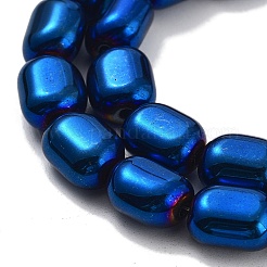 合成磁気無しヘマタイトビーズ連売り  オーバル  ブルーメッキ  9.5~10x8x6mm  穴：1.4mm  約39個/連  14.96''（38センチメートル）&nbsp;G-P545-F01-01D