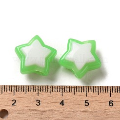 模造ゼリー透明アクリルビーズ  ツートン  スター  グリーン  17x18x3mm  穴：3.5mm  20個/セット&nbsp;SACR-R741-03C
