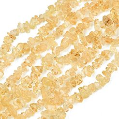 天然石シトリンビーズ連売り  チップ  きいろ  染め＆加熱  きいろ  3~5x7~13x2~4mm  穴：0.4mm  80~81cm&nbsp;G-F328-13
