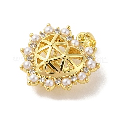 Rack Plating Brass Clear Cubic Zirconia ABS Pearl Pendants&nbsp;KK-S380-12G
