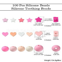 100個のシリコンビーズ  混合図形  ミックスカラー  11~14x11~14x8~12mm  穴：1.8~2.2mm&nbsp;SIL-CJ0001-66