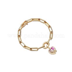 Brass Glass Locket Charm Paperclip Chain Bracelets&nbsp;WGA7A33-01
