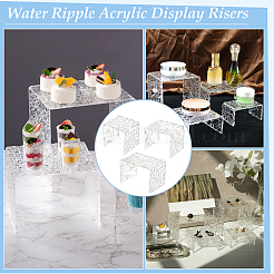 3Pcs 3 Sizes Water Ripple Acrylic Jewelry Display Risers&nbsp;ODIS-WH0061-04