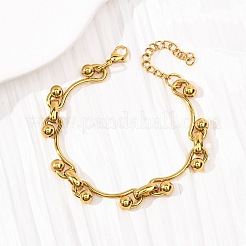 304 Stainless Steel Curved Bar Link Chain Bracelets for Women&nbsp;BJEW-F536-15G