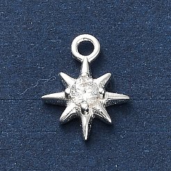 925 Sterling Silver Clear Cubic Zirconia 8-Pointed Star Charms&nbsp;STER-U009-06S