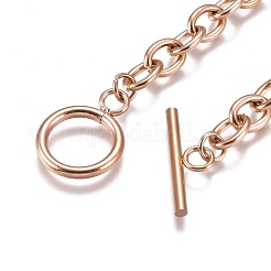 Unisex 304 Stainless Steel Cable Chain Bracelets&nbsp;X-BJEW-P245-39RG