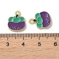 フルーツ合金エナメルチャーム  マンゴスチン  ライトゴールド  パープル  15x12x1mm  穴：1.6mm&nbsp;PALLOY-S058-01LG-23