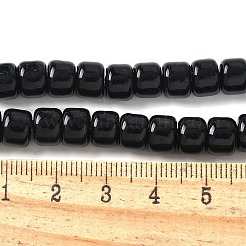 手作りランプワークビーズ連売り  ロンデル  ブラック  7.5x5.5mm  穴：1.5~1.8mm  約40個/連  9.35''（23.75センチメートル）&nbsp;LAMP-I030-02F