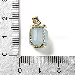 天然アクアマリンのギフトボックスチャーム  金メッキ真鍮の蝶結び付き  15x11x11mm  穴：4.5x3.5mm&nbsp;X-G-P523-01G-03
