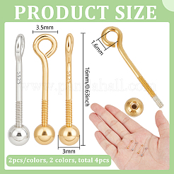 4Pcs 925 Sterling Silver Threaded Ball Eyepin&nbsp;STER-BC0003-33