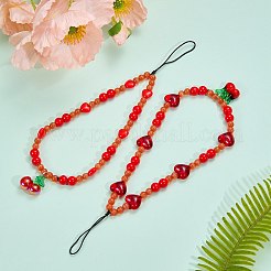 Cat Eye & Acrylic Beaded Mobile Straps&nbsp;HJEW-SW00137-02