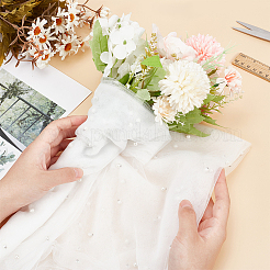 オーガンジーメッシュフラワーブーケ包装紙  真珠の花束ギフト包装材料工芸品  ホワイト  71-5/8インチ（1820mm）&nbsp;OCOR-WH0092-34A
