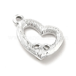 合金ラインストーンペンダント  プラチナトーンの中空ハートチャーム  クリスタル  14x20x4mm  穴：1.8mm&nbsp;ALRI-C007-46P