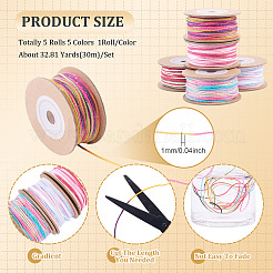 5 Rolls 5 Colors Segment Dyed Macrame Cotton Cord&nbsp;OCOR-TA0004-05A