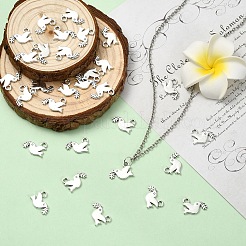 チベット風アロイペンダント30個  枝を持つ鳩  アンティークシルバー  13x16mm&nbsp;TIBEP-YW0002-18