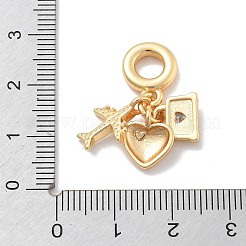 Brass Red Enamel European Dangle Charms&nbsp;KK-M305-19G-02