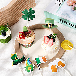 Saint Patrick's Day Clover Paper Cake Toppers&nbsp;AJEW-WH20022-29A