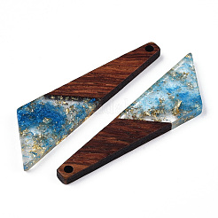 Transparent Resin & Walnut Wood Pendants&nbsp;RESI-N039-70H