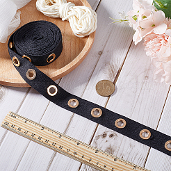 4 Yards Cotton Ribbons with Golden Tone Eyelet Rings&nbsp;OCOR-GF0002-89