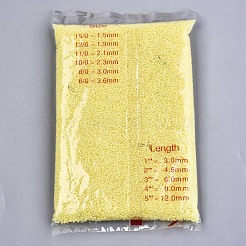 8/0 ガラスシードビーズ  透明な内側の色の光沢  丸い穴  ラウンド  きいろ  8/0  3~4x2~3mm  穴：0.8mm  約15000個/袋&nbsp;SEED-A015-3mm-2215