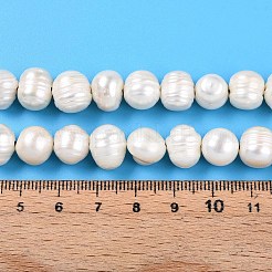 天然養殖淡水パールビーズ連売り  溝付きジャガイモ  乳白色  9~10.5x8~13.5mm  穴：1~1.2mm  約36~37個/連  13.39~13.78インチ（34~35cm）&nbsp;PEAR-L001-A-08-01