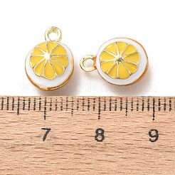合金ペンダント  レモンチャーム  エナメル  ラックめっき  ゴールドカラー  きいろ  13x9x7.5mm  穴：1.6mm&nbsp;FIND-D038-013G